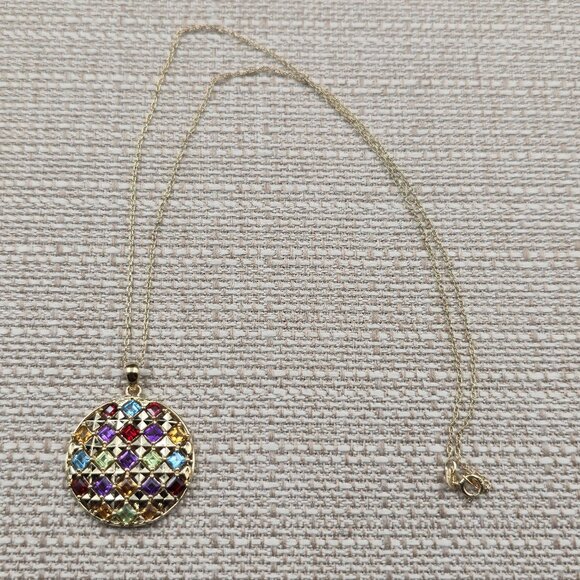 18 Inch Gold Over Sterling Silver Topaz Garnet Peridot Citrine Necklace A6270 - Picture 1 of 8